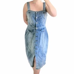 INDIGO RAIN Sleeveless Midi Button Down Denim Dress size L